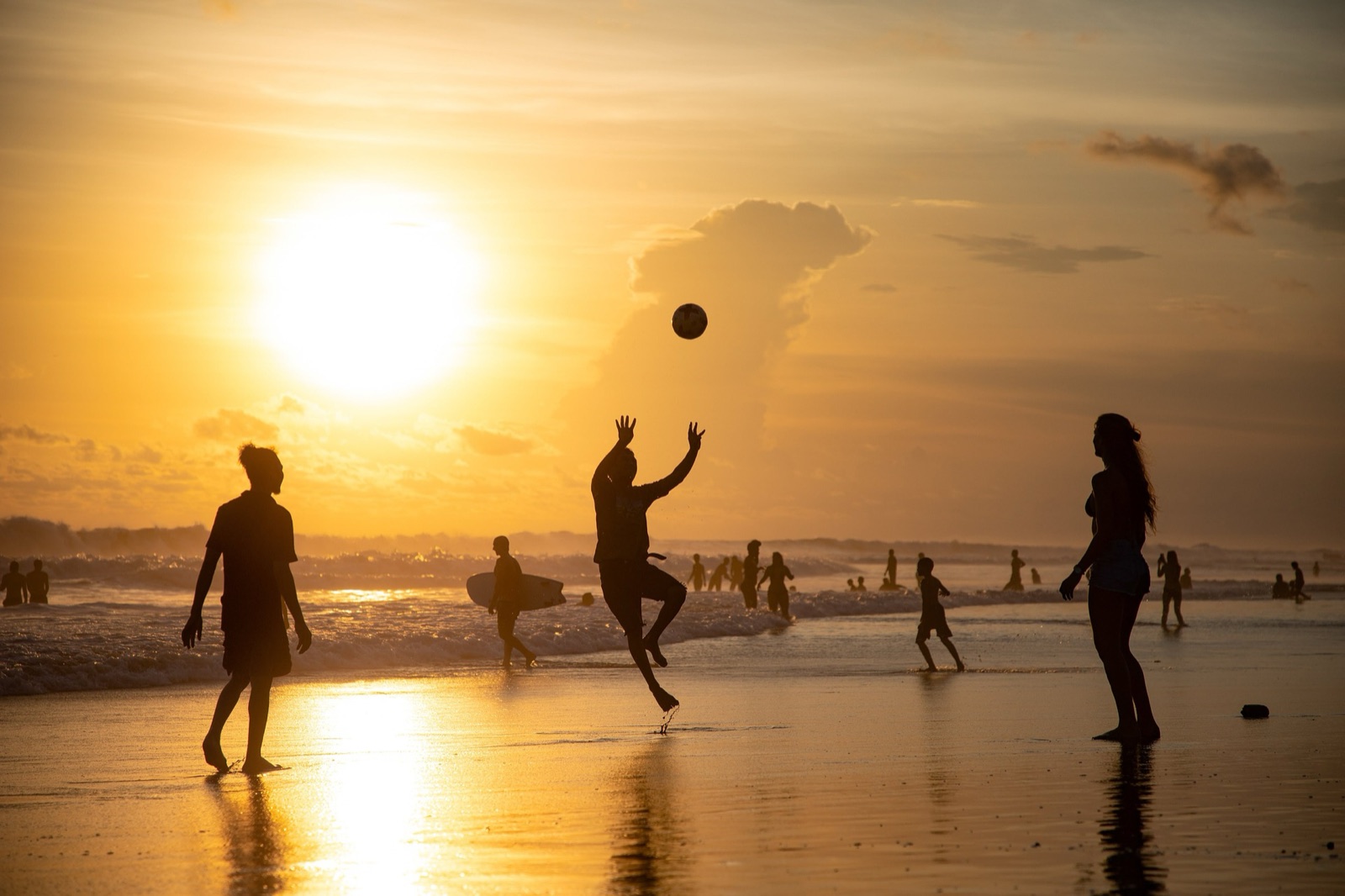 A group of friends spending time together at the beach